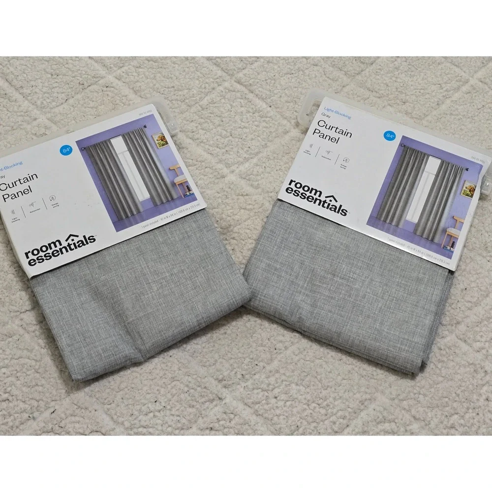 Room Essentials Gray Light‎ Blocking Curtain Panel 84 Inch Single New Target